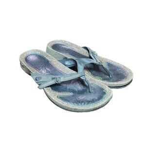 Teva women's black grey leather cork sandals sz 10
